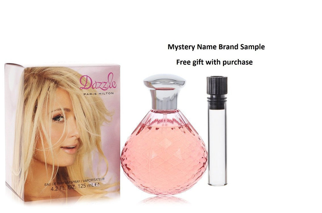 Dazzle by Paris Hilton Eau De Parfum Spray 4.2 oz And a Mystery Name brand sample vile