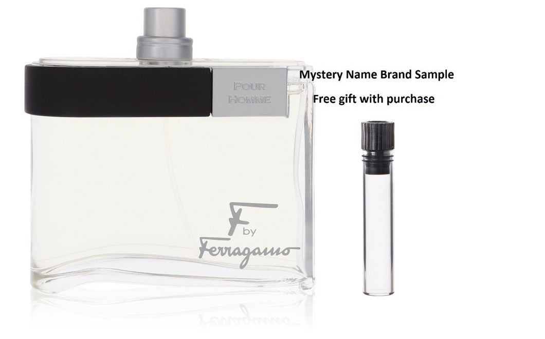 F by Salvatore Ferragamo Eau De Toilette Spray (Tester) 3.4 oz And a Mystery Name brand sample vile