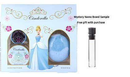 CINDERELLA by Disney EDT SPRAY 1.7 OZ & 3D SOAP 1.7 OZ for WOMEN And a Mystery Name brand sample vile