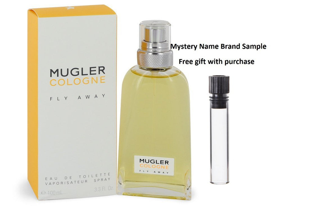 Mugler Fly Away by Thierry Mugler Eau De Toilette Spray (Unisex) 3.3 oz And a Mystery Name brand sample vile