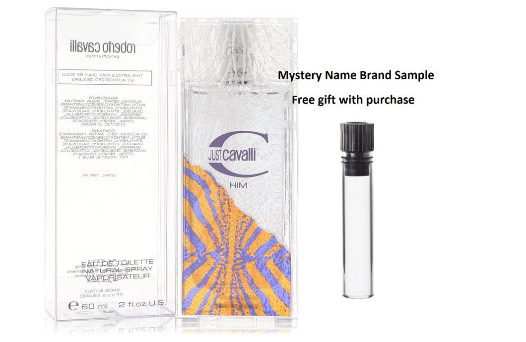 Just Cavalli by Roberto Cavalli Eau De Toilette Spray 2 oz And a Mystery Name brand sample vile