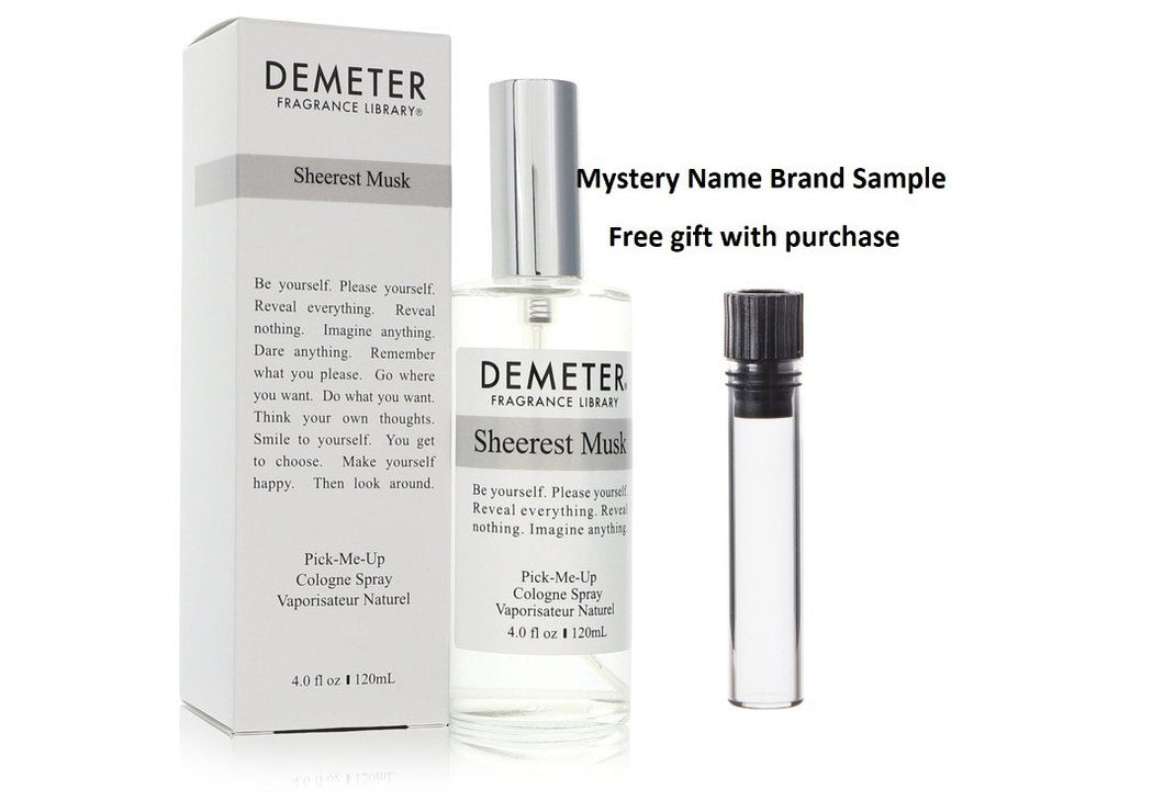 Demeter Sheerest Musk by Demeter Cologne Spray (Unisex) 4 oz And a Mystery Name brand sample vile