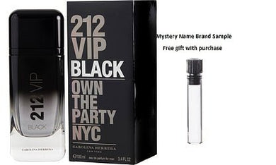 212 VIP BLACK by Carolina Herrera EAU DE PARFUM SPRAY 3.4 OZ for MEN And a Mystery Name brand sample vile