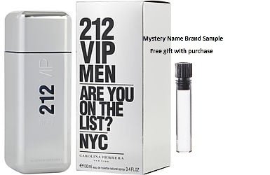 212 VIP by Carolina Herrera EDT SPRAY 3.4 OZ (NEW PACKAGING) for MEN And a Mystery Name brand sample vile