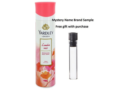 London Mist by Yardley London Refreshing Body Spray 5 oz And a Mystery Name brand sample vile