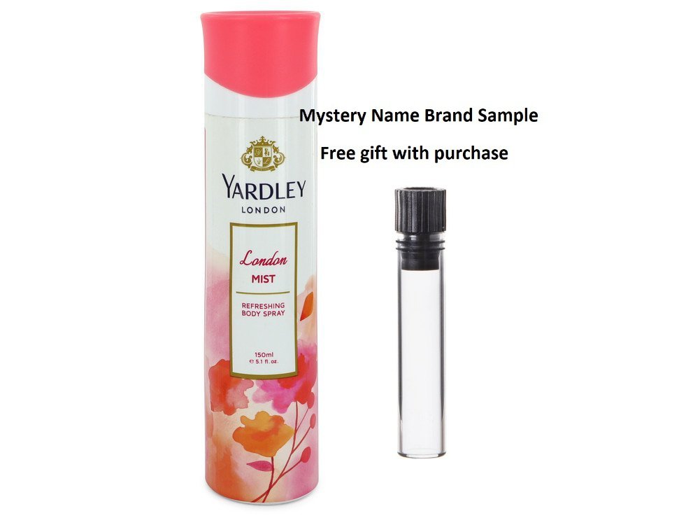 London Mist by Yardley London Refreshing Body Spray 5 oz And a Mystery Name brand sample vile