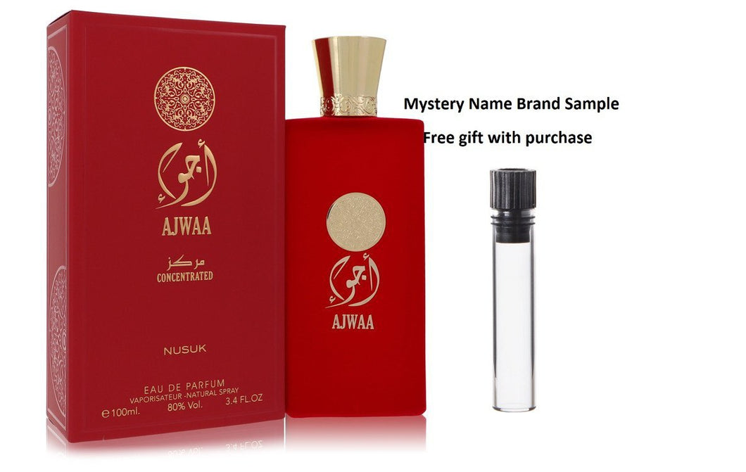 Ajwaa Concentrated by Nusuk Eau De Parfum Spray (Unisex) 3.4 oz And a Mystery Name brand sample vile