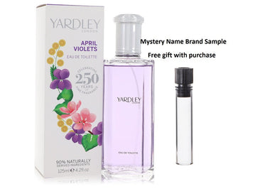 April Violets by Yardley London Eau De Toilette Spray 4.2 oz And a Mystery Name brand sample vile