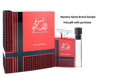 Shumoukh Al Ghutra by Swiss Arabian Eau De Parfum Spray 3.4 oz And a Mystery Name brand sample vile
