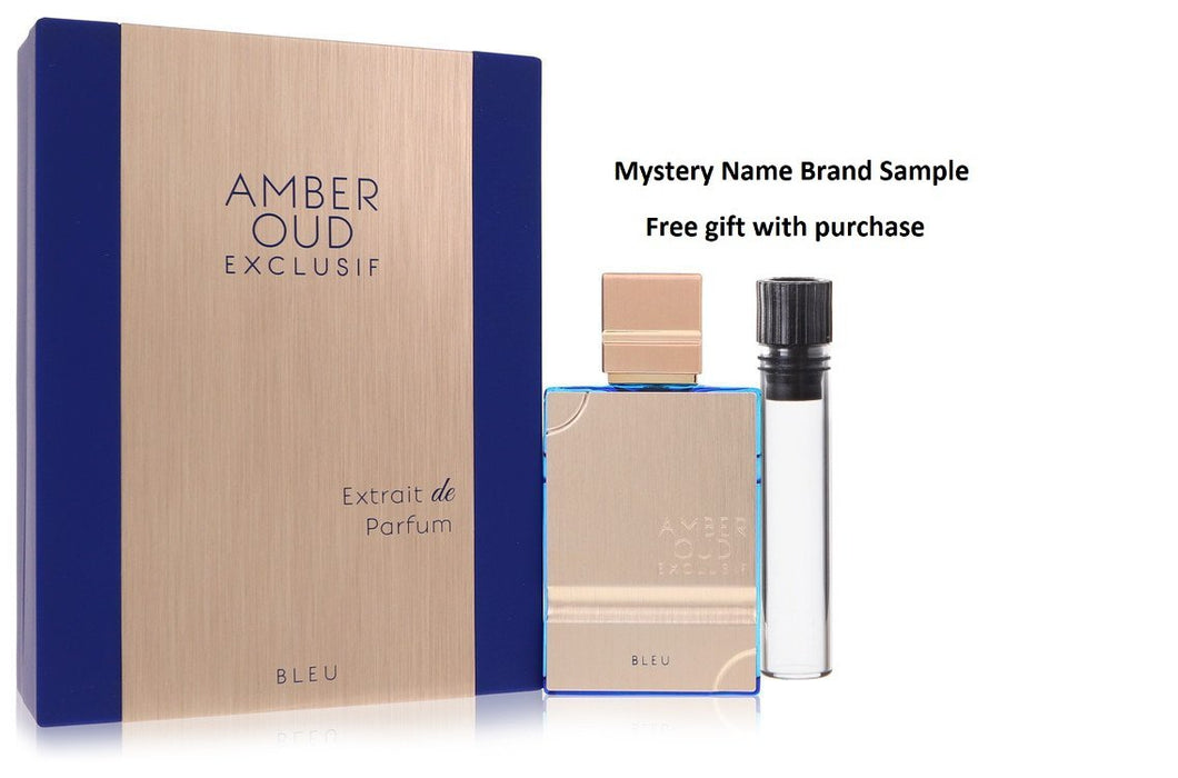 Amber Oud Exclusif Bleu by Al Haramain Eau De Parfum Spray (Unisex) 2 oz And a Mystery Name brand sample vile