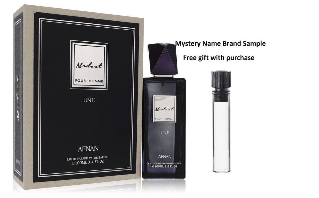 Modest Pour Homme Une by Afnan Eau De Parfum Spray 3.4 oz And a Mystery Name brand sample vile
