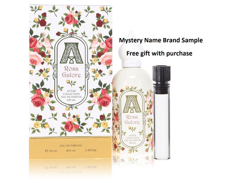 Rosa Galore by Attar Collection Eau De Parfum Spray 3.4 oz And a Mystery Name brand sample vile