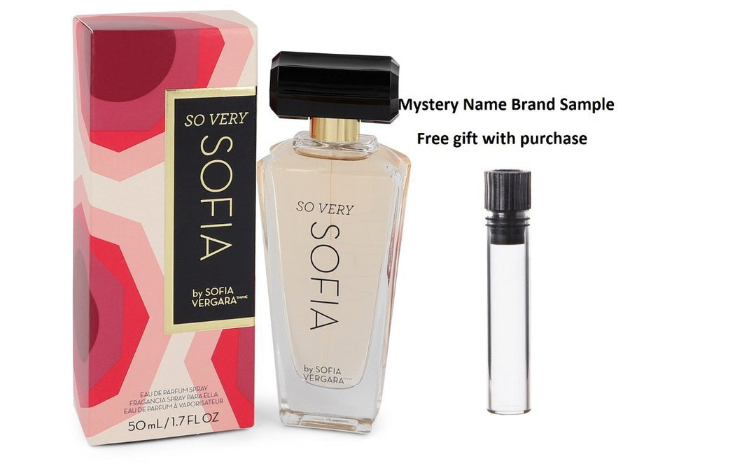 So Very Sofia by Sofia Vergara Eau De Parfum Spray 1.7 oz And a Mystery Name brand sample vile