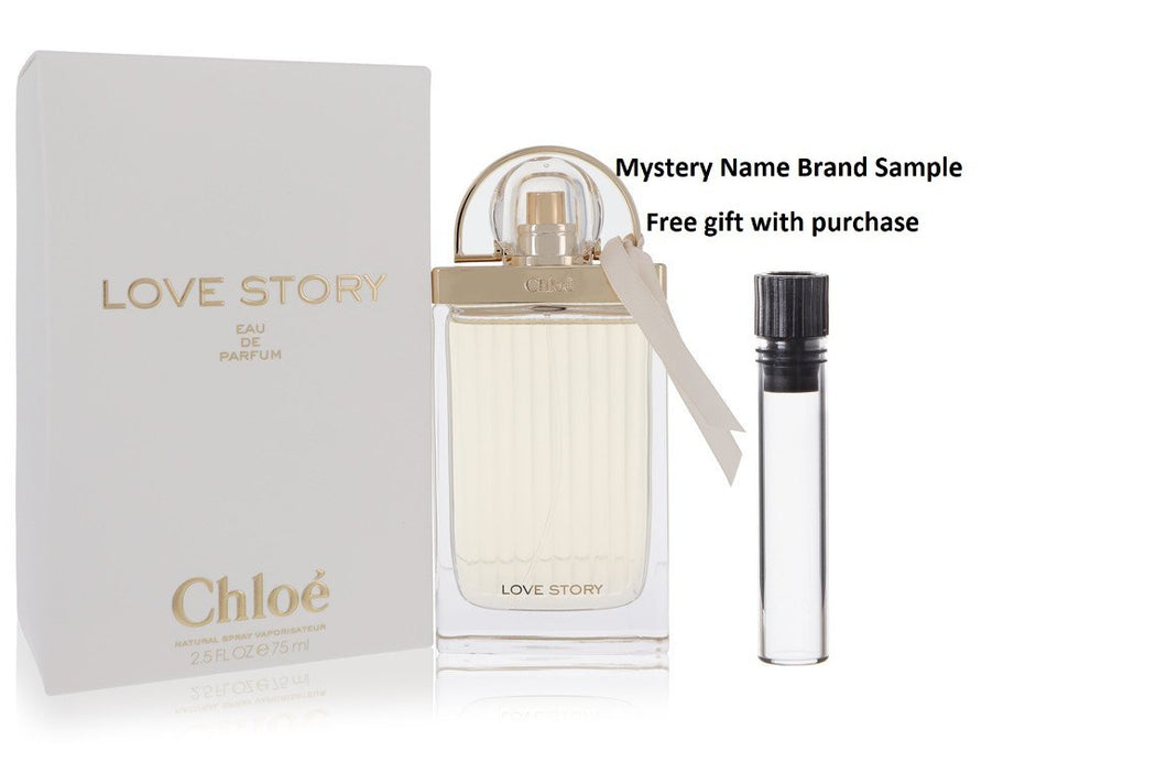 Chloe Love Story by Chloe Eau De Parfum Spray 2.5 oz And a Mystery Name brand sample vile