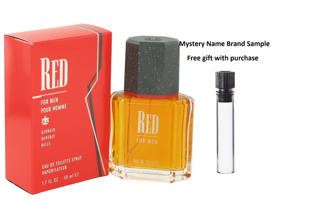 RED by Giorgio Beverly Hills Eau De Toilette Spray 1.7 oz And a Mystery Name brand sample vile