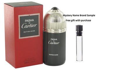 Pasha De Cartier Noire by Cartier Eau De Toilette Spray 3.3 oz And a Mystery Name brand sample vile