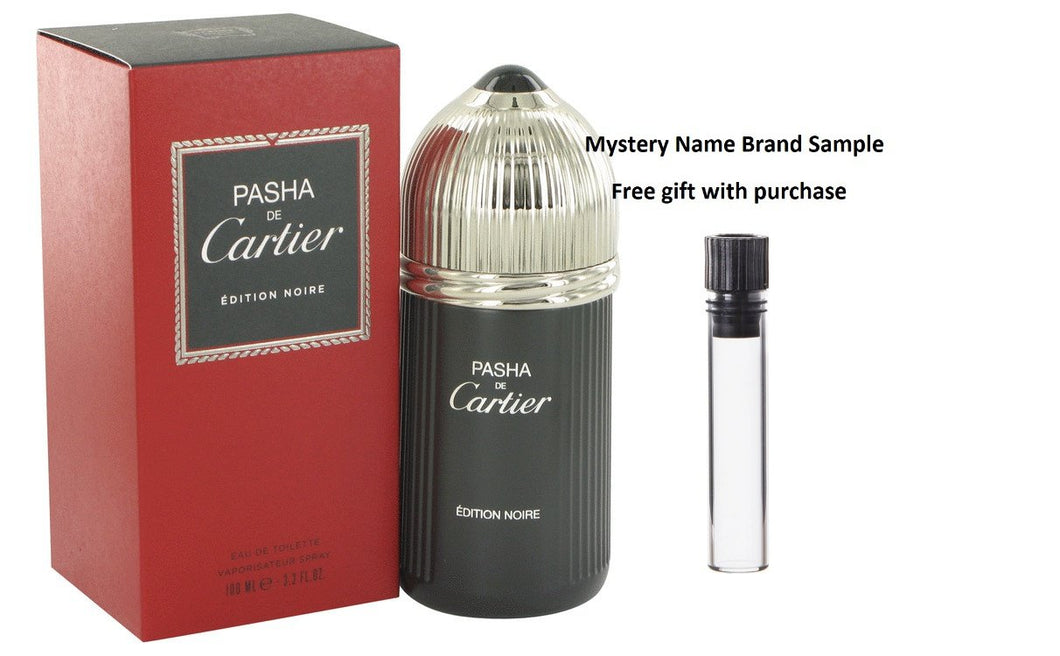 Pasha De Cartier Noire by Cartier Eau De Toilette Spray 3.3 oz And a Mystery Name brand sample vile