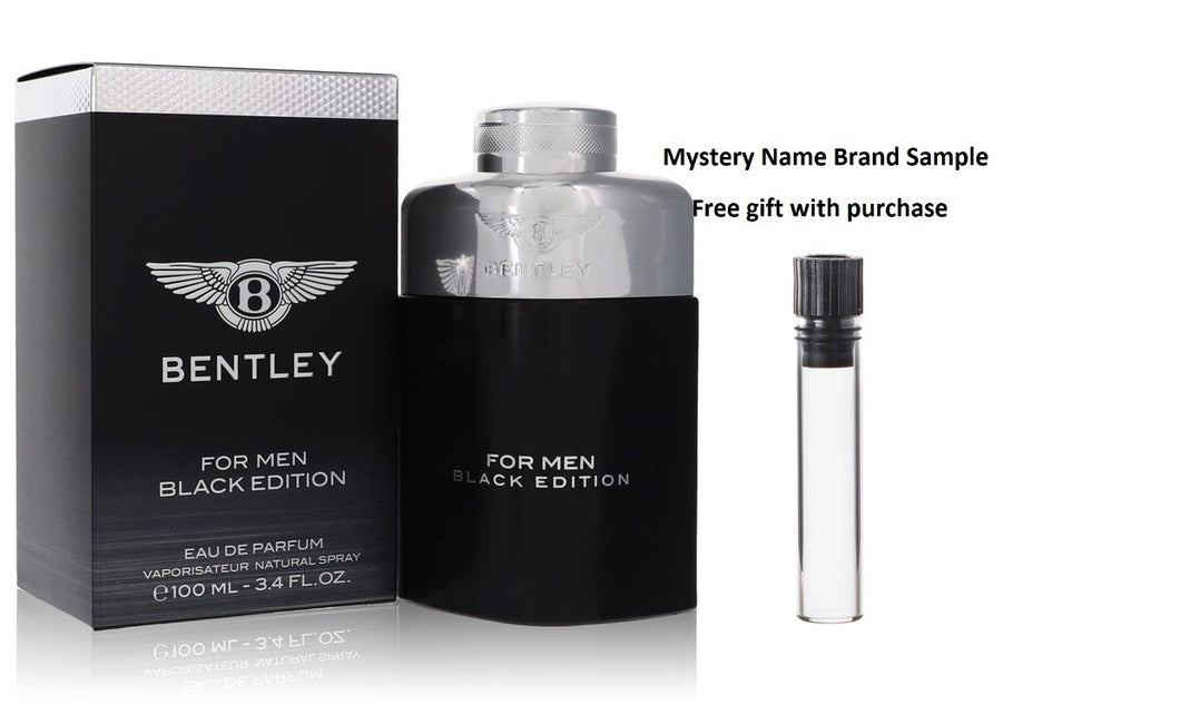 Bentley Black Edition by Bentley Eau De Parfum Spray 3.4 oz And a Mystery Name brand sample vile