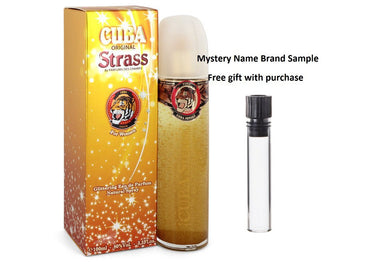 Cuba Strass Tiger by Fragluxe Eau De Parfum Spray 3.4 oz And a Mystery Name brand sample vile