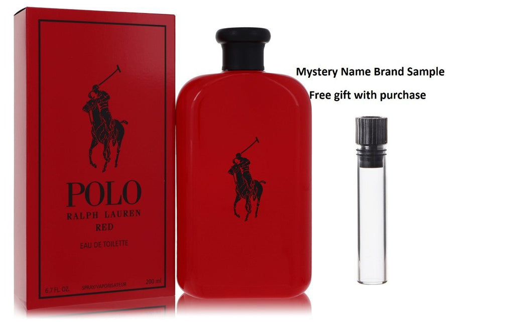 Polo Red by Ralph Lauren Eau De Toilette Spray 6.7 oz And a Mystery Name brand sample vile