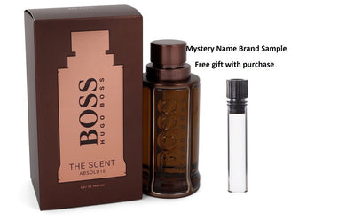 Boss The Scent Absolute by Hugo Boss Eau De Parfum Spray 3.3 oz And a Mystery Name brand sample vile