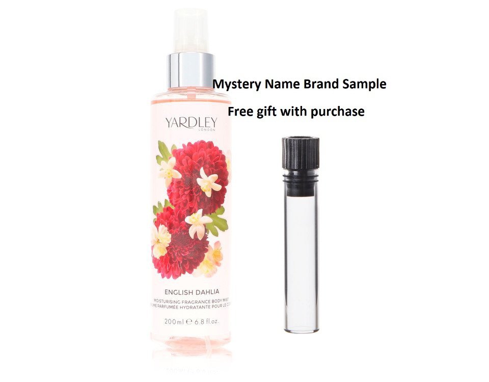 English Dahlia by Yardley London Body Spray 6.8 oz And a Mystery Name brand sample vile