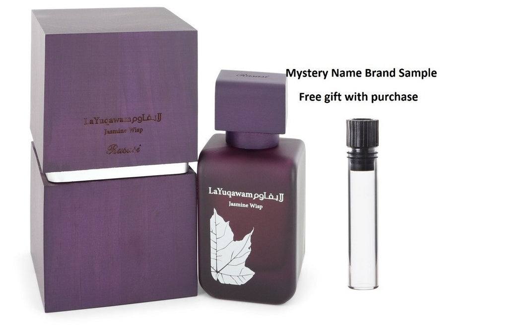 La Yuqawam Jasmine Wisp by Rasasi Eau De Parfum Spray 2.5 oz And a Mystery Name brand sample vile