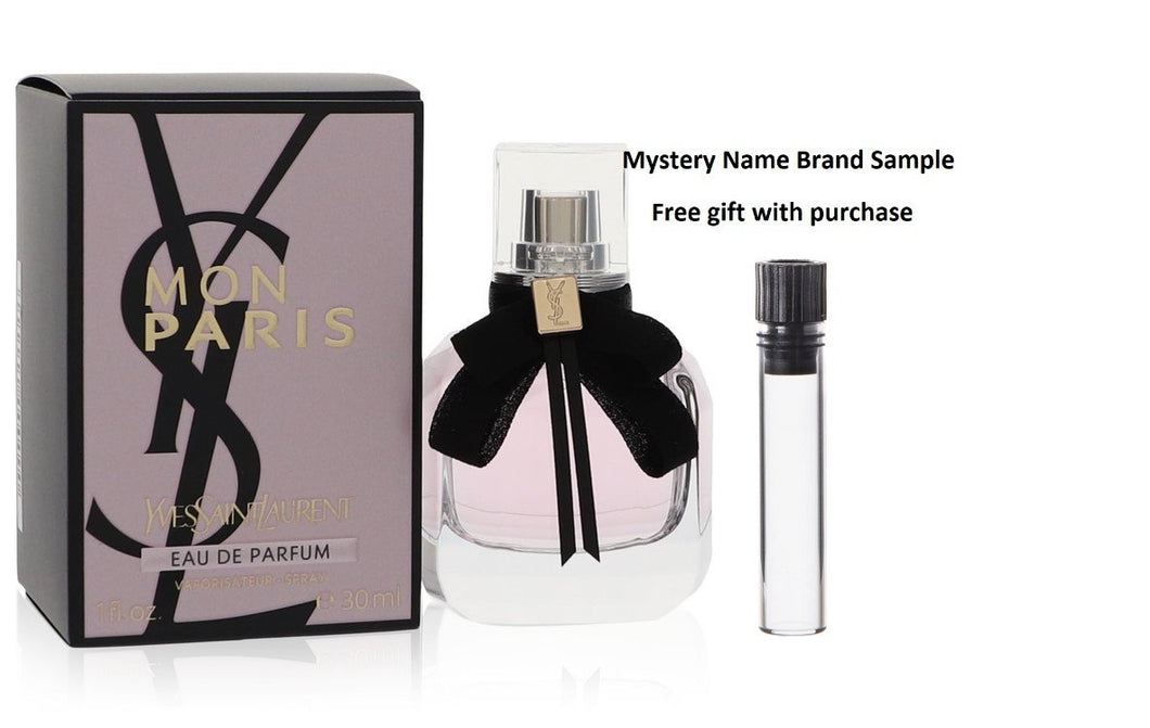 Mon Paris by Yves Saint Laurent Eau De Parfum Spray 1 oz And a Mystery Name brand sample vile