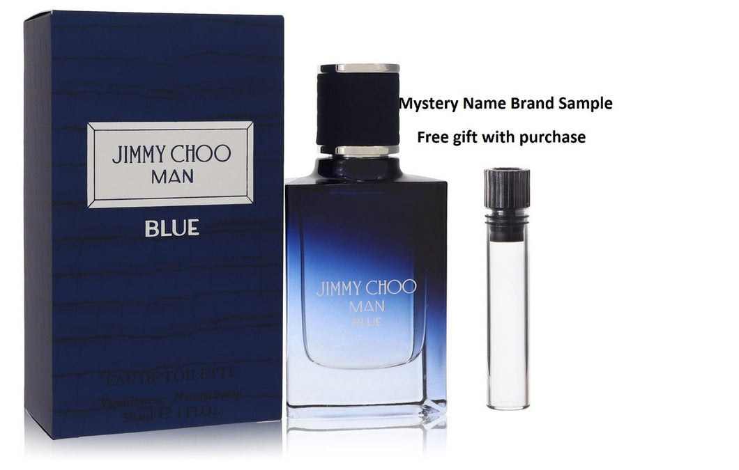 Jimmy Choo Man Blue by Jimmy Choo Eau De Toilette Spray 1 oz And a Mystery Name brand sample vile