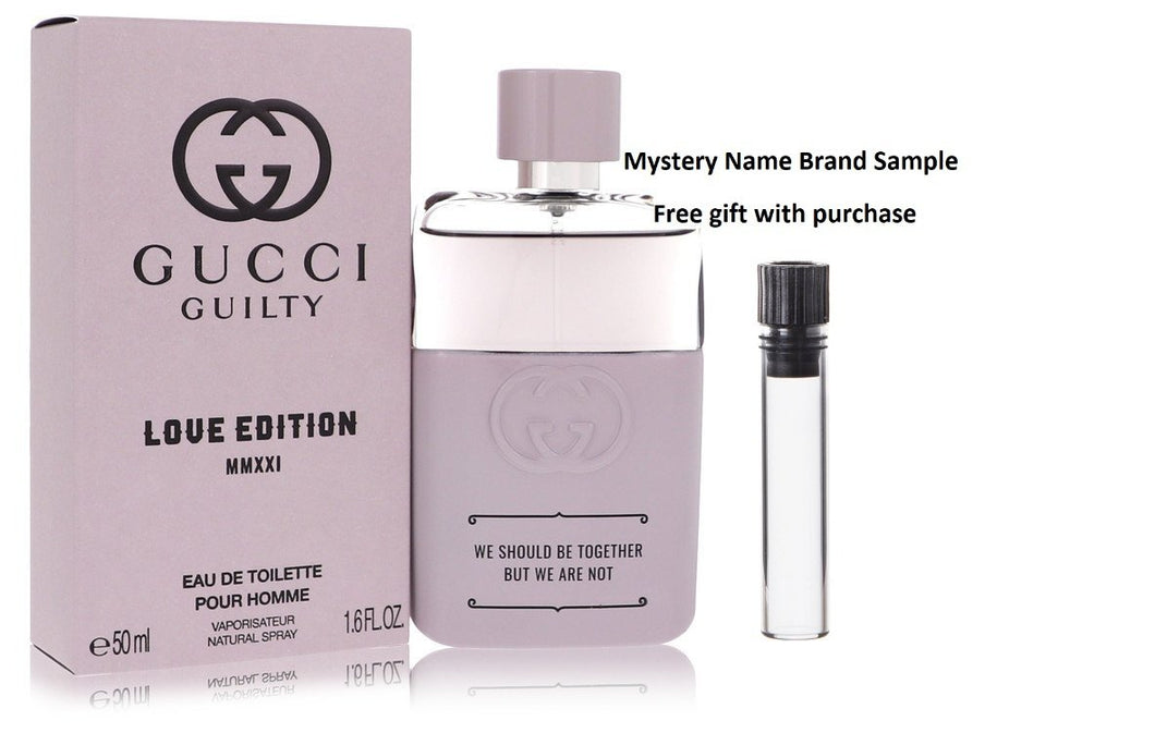 Gucci Guilty Love Edition MMXXI by Gucci Eau De Toilette Spray 1.6 oz And a Mystery Name brand sample vile