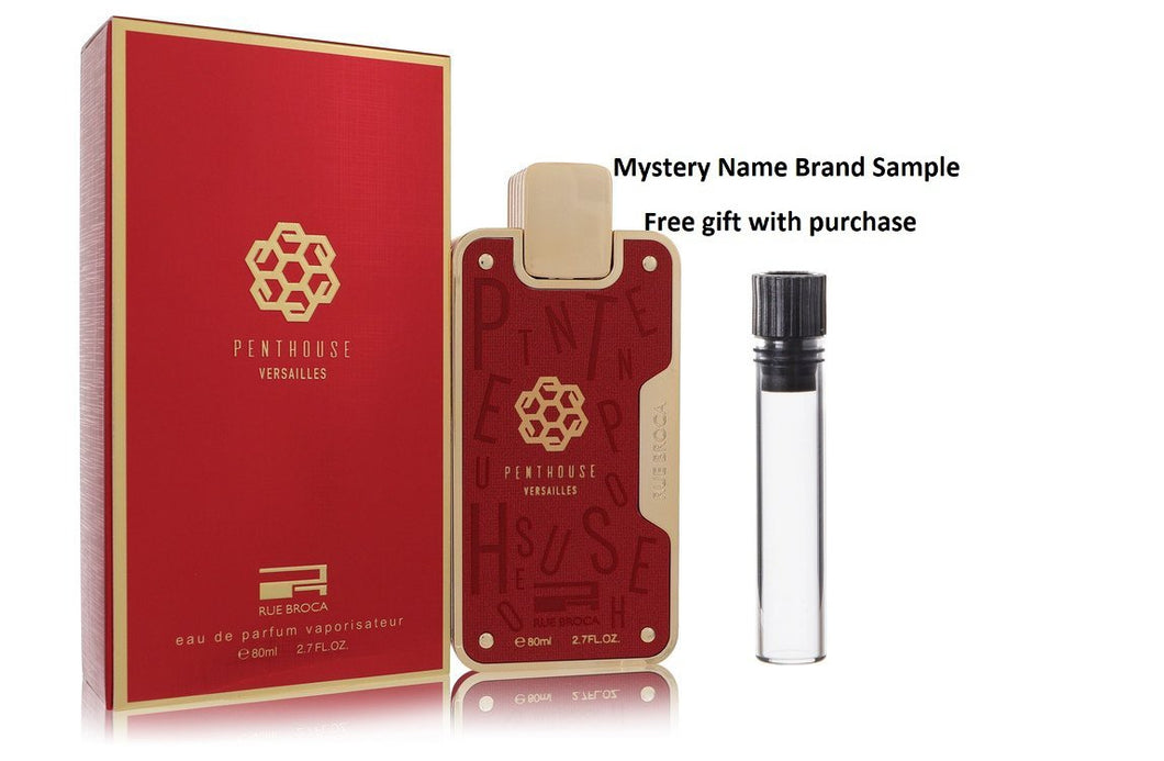 Penthouse Versailles by Rue Broca Eau De Parfum Spray (Unisex) 2.7 oz And a Mystery Name brand sample vile