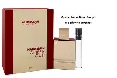 Al Haramain Amber Oud Rouge by Al Haramain Eau De Parfum Spray 2 oz And a Mystery Name brand sample vile