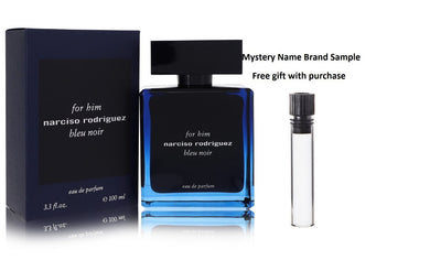 Narciso Rodriguez Bleu Noir by Narciso Rodriguez Eau De Parfum Spray 3.3 oz And a Mystery Name brand sample vile