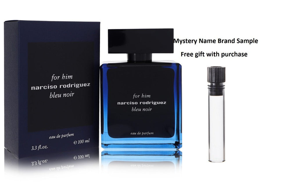 Narciso Rodriguez Bleu Noir by Narciso Rodriguez Eau De Parfum Spray 3.3 oz And a Mystery Name brand sample vile
