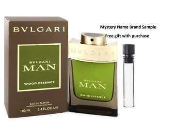 Bvlgari Man Wood Essence by Bvlgari Eau De Parfum Spray 3.4 oz And a Mystery Name brand sample vile
