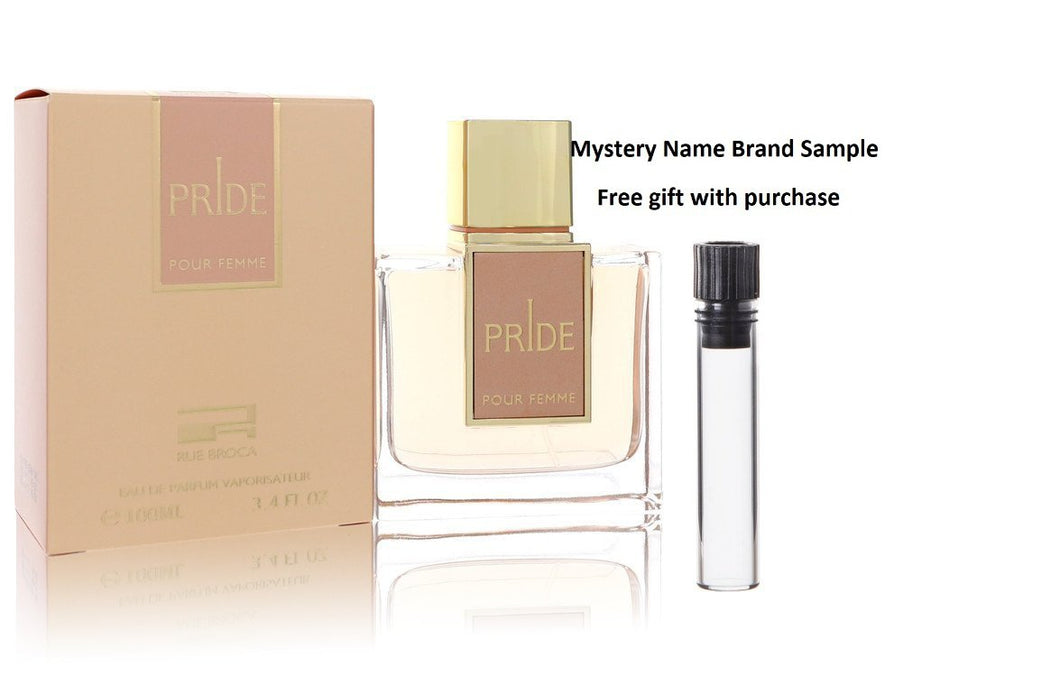 Rue Broca Pride by Rue Broca Eau De Parfum Spray 3.4 oz And a Mystery Name brand sample vile