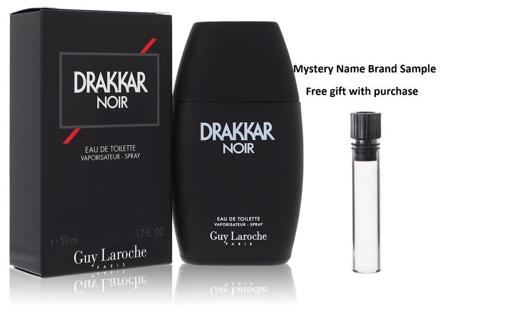 DRAKKAR NOIR by Guy Laroche Eau De Toilette Spray 1.7 oz And a Mystery Name brand sample vile