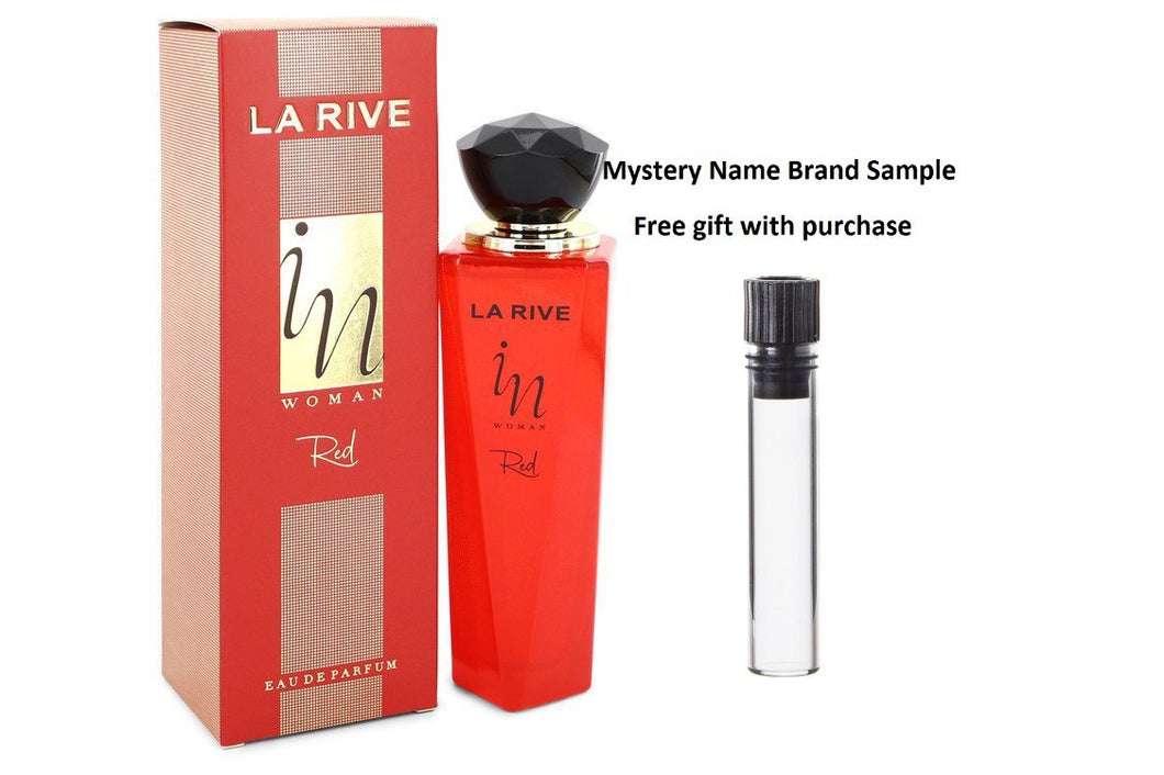 La Rive In Woman Red by La Rive Eau De Parfum Spray 3.3 oz And a Mystery Name brand sample vile