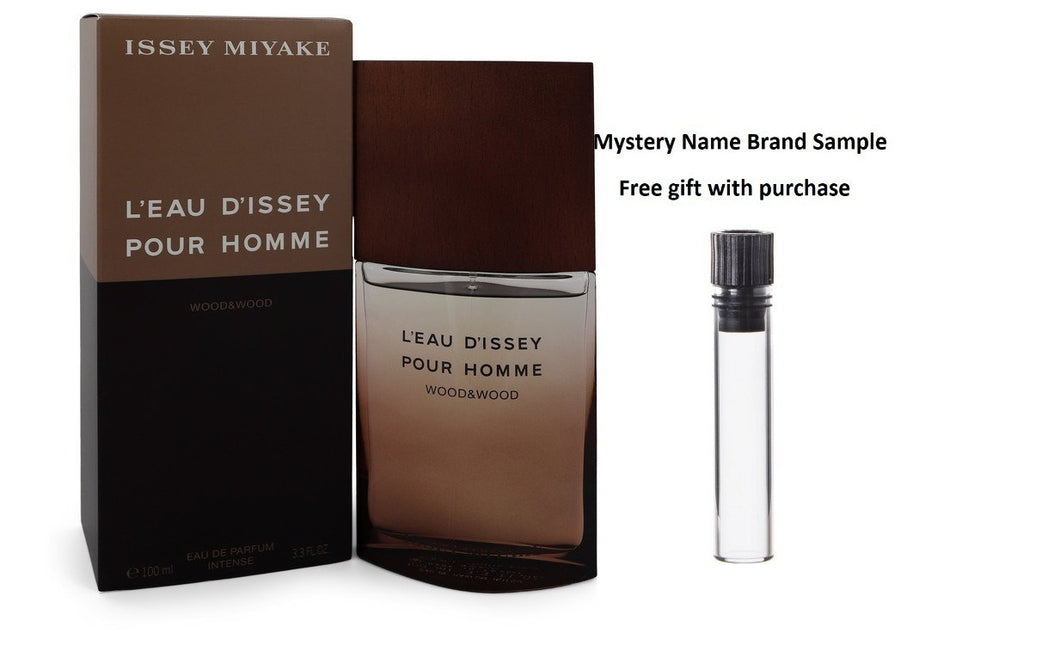 L'eau D'Issey Pour Homme Wood & wood by Issey Miyake Eau De Parfum Intense Spray 3.3 oz  And a Mystery Name brand sample vile