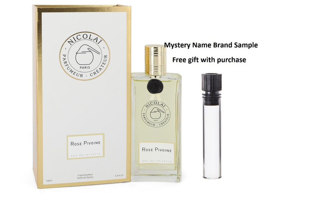 Rose Pivoine by Nicolai Eau De Toilette Spray 3.4 oz And a Mystery Name brand sample vile