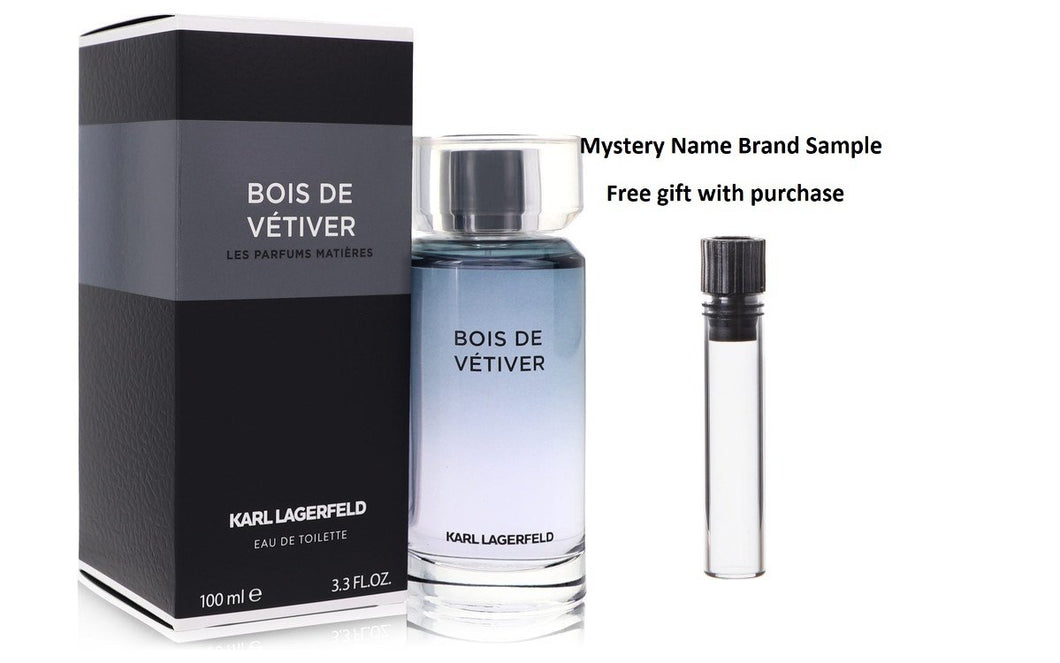 Bois De Vetiver by Karl Lagerfeld Eau De Toilette Spray 3.3 oz And a Mystery Name brand sample vile