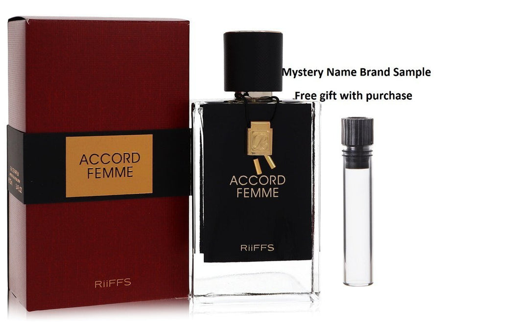 Riiffs Accord Femme by Riiffs Eau De Parfum Spray 3.4 oz And a Mystery Name brand sample vile