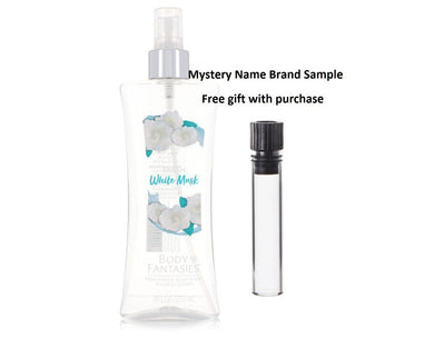 Body Fantasies Signature Fresh White Musk by Parfums De Coeur Body Spray 8 oz And a Mystery Name brand sample vile