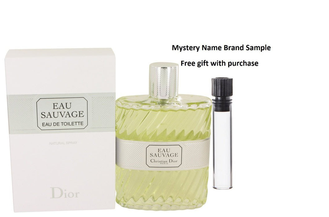 EAU SAUVAGE by Christian Dior Eau De Toilette Spray 6.8 oz And a Mystery Name brand sample vile