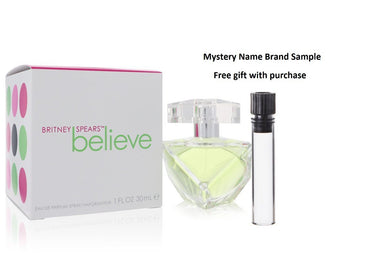 Believe by Britney Spears Eau De Parfum Spray 1 oz And a Mystery Name brand sample vile