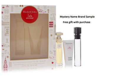 5TH AVENUE by Elizabeth Arden Gift Set -- 1 oz Eau De Parfum Spray + 1.7 oz Body Lotion And a Mystery Name brand sample vile