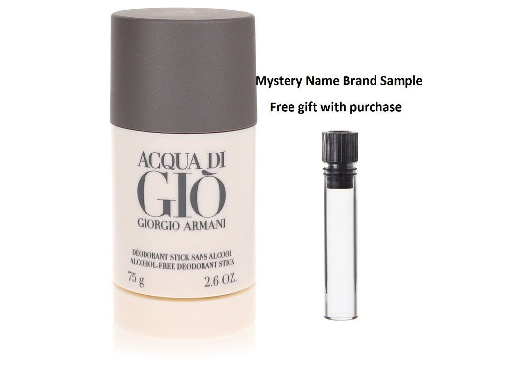 ACQUA DI GIO by Giorgio Armani Deodorant Stick 2.6 oz And a Mystery Name brand sample vile