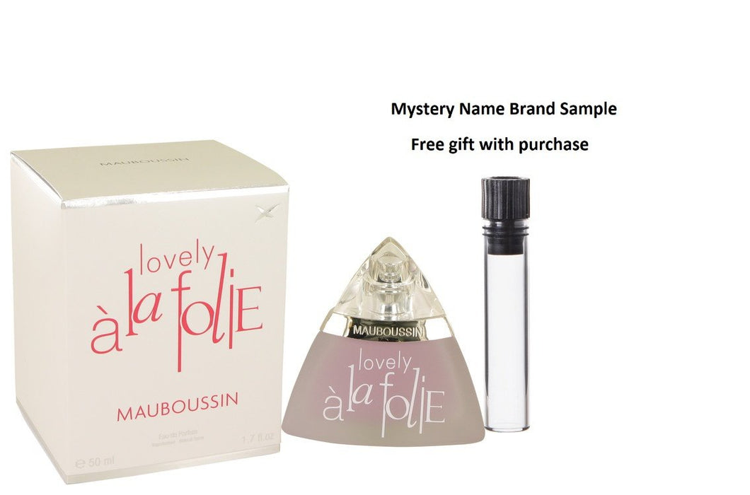 Mauboussin Lovely A La Folie by Mauboussin Eau De Parfum Spray 1.7 oz And a Mystery Name brand sample vile