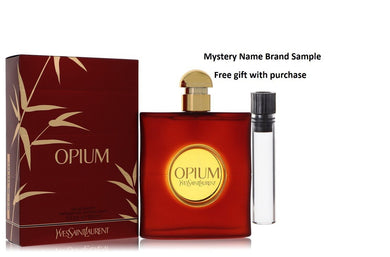 OPIUM by Yves Saint Laurent Eau De Toilette Spray (New Packaging) 3 oz And a Mystery Name brand sample vile
