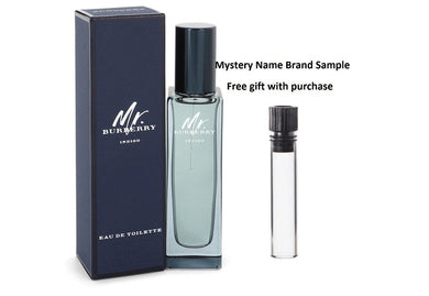 Mr Burberry Indigo by Burberry Eau De Toilette Spray 1 oz And a Mystery Name brand sample vile
